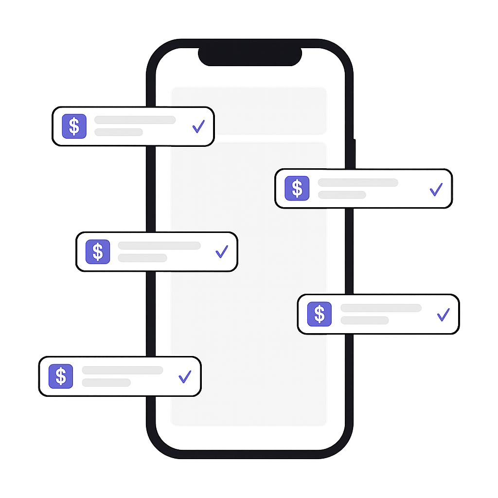 Phone displaying payment notifications
